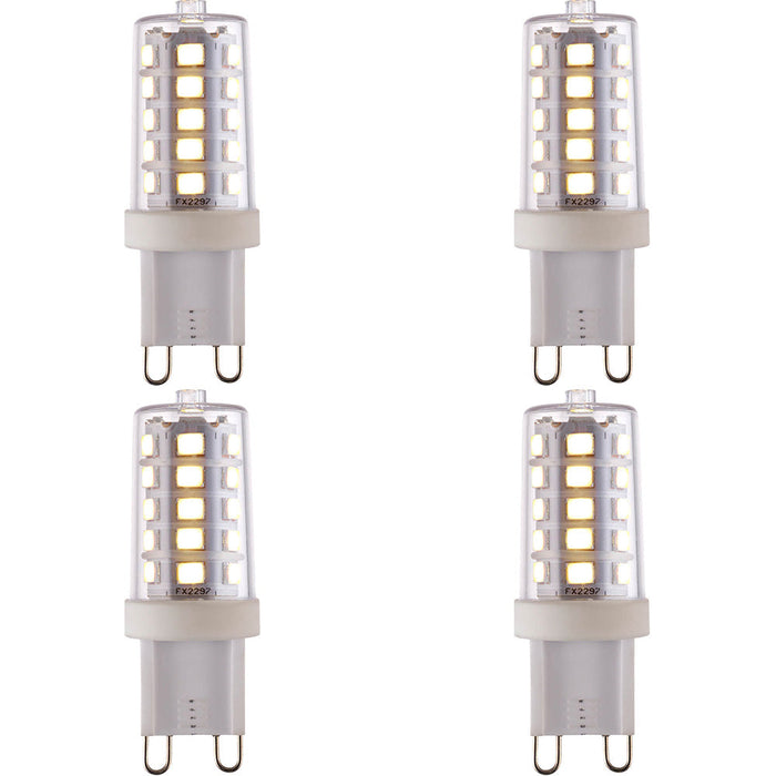 4 PACK Clear & White 3.7W G9 SMD LED Light Bulb - Dimmable Cool White - 470lm 4000k