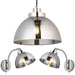 Ceiling Pendant Lamp & 2x Matching Wall Lights - Bright Nickel Mirrored Glass Dome Shade