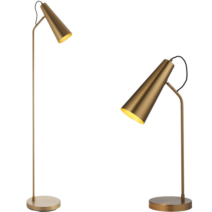 Standing Floor & Table Lamp Set -Industrial Warm Antique Brass Task Light