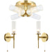 Semi Flush Ceiling Light & 2x Matching Wall Lights - Satin Brass Clear Ribbed Cylinder Shades