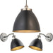 Ceiling Pendant & 2x Matching Wall Light - Matt Black Aged Pewter Finish