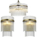 5 Light Ceiling Pendant & 2x Matching Wall Light - Clear Glass rods Antique Brass Ring