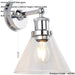 IP44 Bathroom Wall Light - Chrome Plated Clear Coned Glass Shade - 10W LED E27