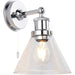 IP44 Bathroom Wall Light - Chrome Plated Clear Coned Glass Shade - 10W LED E27