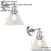 2 PACK IP44 Bathroom Wall Light - Chrome Plated Clear Coned Glass Shade - 10W LED E27