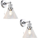 2 PACK IP44 Bathroom Wall Light - Chrome Plated Clear Coned Glass Shade - 10W LED E27