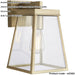 IP44 Outdoor Wall Light - Brushed Gold & Clear Glass Shade - Garage Porch Lamp