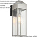 IP44 Outdoor Wall Light - Aged Pewter Rectangle Clear Glass Lantern - Garage Porch Lamp