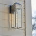 IP44 Outdoor Wall Light - Aged Pewter Rectangle Clear Glass Lantern - Garage Porch Lamp