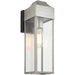 IP44 Outdoor Wall Light - Aged Pewter Rectangle Clear Glass Lantern - Garage Porch Lamp