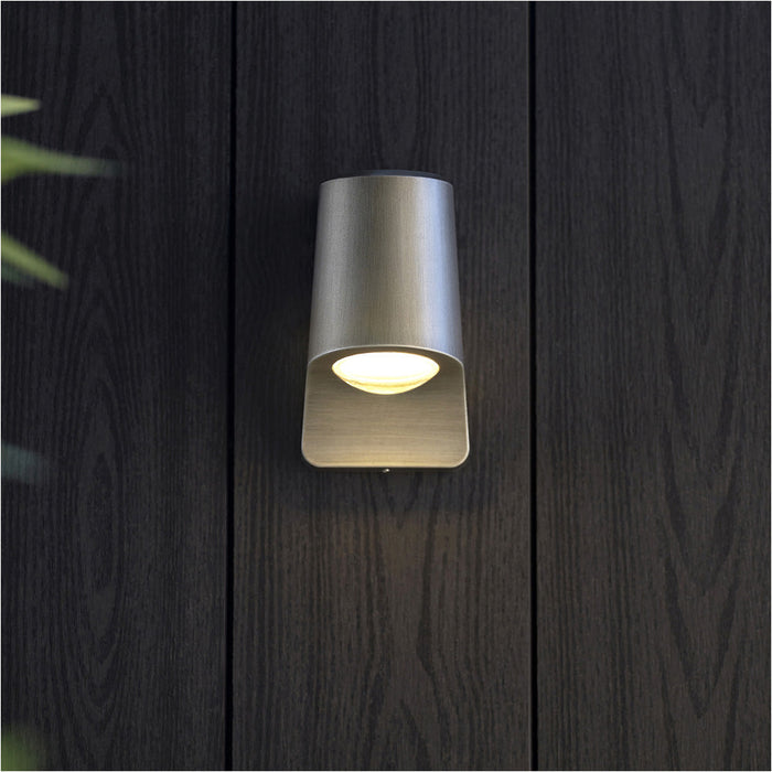 IP44 Outdoor Wall Light - Aged Pewter Die Cast Aluminimum - Brushed Silver Lamp