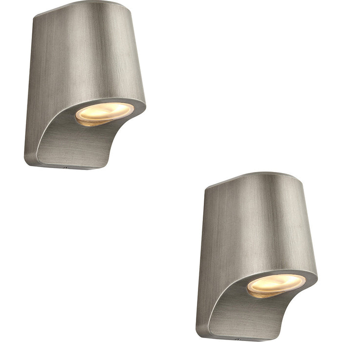 2 PACK IP44 Outdoor Wall Light - Aged Pewter Die Cast Aluminimum - Brushed Silver Lamp