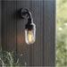 IP44 Outdoor Wall Light - Textured Black Industiral Frame Clear Glass Shade - Garage Porch Lamp