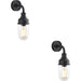 2 PACK IP44 Outdoor Wall Light - Textured Black Industiral Frame Clear Glass Shade - Garage Porch Lamp