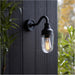 2 PACK IP44 Outdoor Wall Light - Textured Black Curved Arm Clear Glass Shade - Garage Porch Lamp