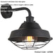 IP44 Outdoor Wall Light - Textured & Matt Black Caged Lamp - Garage Porch