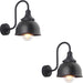 2 PACK IP44 Outdoor Wall Light - Textured & Matt Black Swan Neck Lamp - Garage Porch