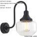 IP44 Outdoor Wall Light - Textured & Matt Black Swan Neck Lamp - Clear Glass Shaped Shade - Garage Porch