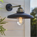 IP44 Outdoor Wall Light - Textured Black Aged Pewter Arm - Clear Glass Shade - Garage Porch Lamp