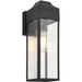 IP44 Outdoor Wall Light - Matt Black Rectangle Clear Glass Lantern - Garage Porch Lamp