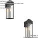 2 PACK IP44 Outdoor Wall Light - Matt Black Rectangle Clear Glass Lantern - Garage Porch Lamp