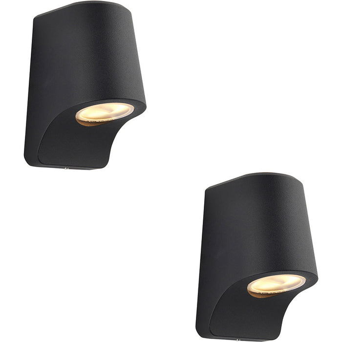 2 PACK IP44 Outdoor Wall Light - Textured Black Die Cast Aluminimum - Bgarage Porch Lamp