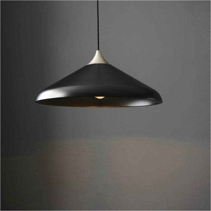 Hanging Ceiling Pendant Light - Matt Black & Matt Nickel Plate - 10W LED E27