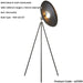 1460mm Floor Lamp - Matt black & matt nickel plate - Standing LED Light Base & Shade