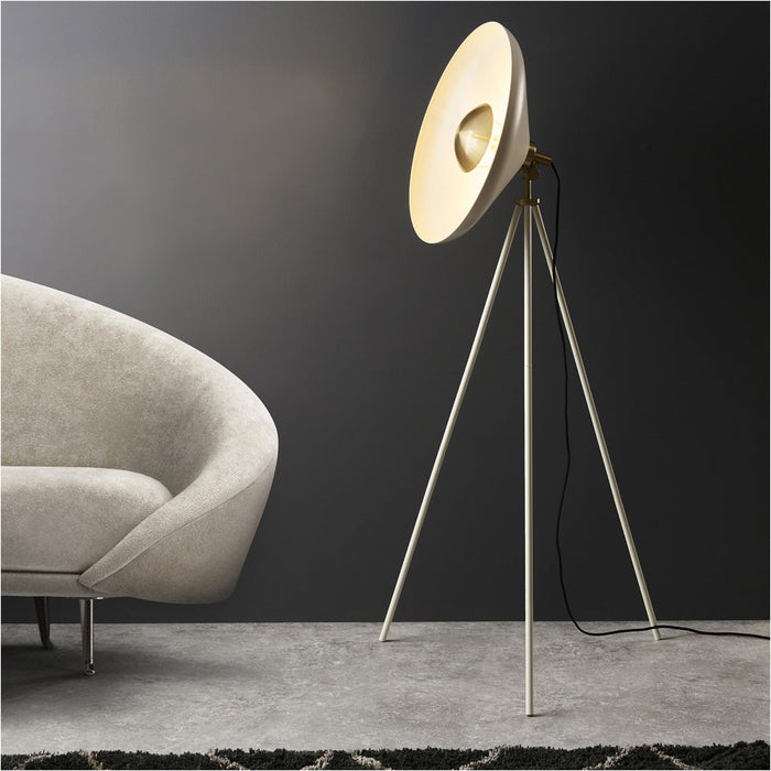 1460mm Floor Lamp - Warm white & brushed brass plate - Standing LED Light Base & Shade