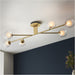 Satin Brass Semi Flush Low Ceiling Light - Clear/Frosted Glass Shade - 6x 3W LED G9