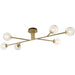 Satin Brass Semi Flush Low Ceiling Light - Clear/Frosted Glass Shade - 6x 3W LED G9