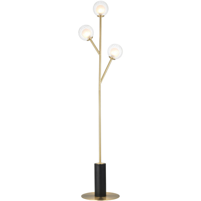 1500mm Floor Lamp - Satin brass plate & clear frosted glass - Standing LED Light Base & Shade