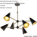 Multi Arm Hanging Ceiling Pendant Light - Matt Antique Brass Plate & Matt Black Shade - 6 x 7W LED E14