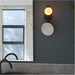 IP44 Bathroom Wall Light - Opal Glass Shade Lamp Matt Black Frame - Mirror Built in