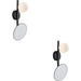 2 PACK IP44 Bathroom Wall Light - Opal Glass Shade Lamp Matt Black Frame - Mirror Built in