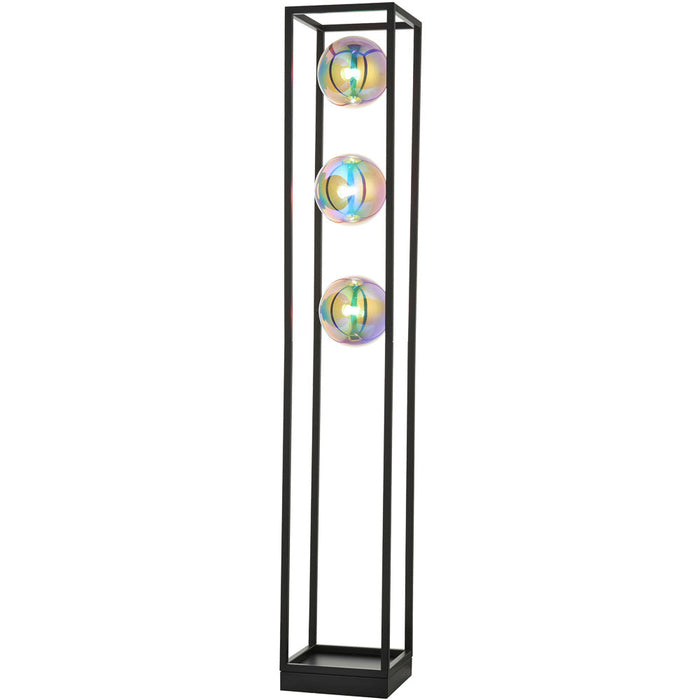 1100mm Floor Lamp - Matt black & iridescent glass - Standing LED Light Base & Shade