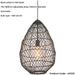 Hanging Ceiling Pendant Light - Black Rattan Basket & Matt Black - 10W LED E27