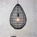 Hanging Ceiling Pendant Light - Black Rattan Basket & Matt Black - 10W LED E27