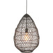 Hanging Ceiling Pendant Light - Black Rattan Basket & Matt Black - 10W LED E27