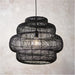 Hanging Ceiling Pendant Light - Large Black Rattan Basket & Matt Black - 10W LED E27