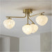 Satin Brass Semi Flush Low Ceiling Light - White Confetti Glass Shade - 4x 3W LED G9