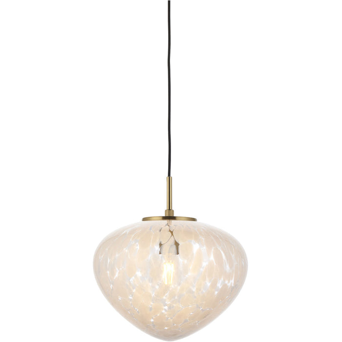 Hanging Ceiling Pendant Light - Satin Brass Plate & White Confetti Glass - 10W LED E27