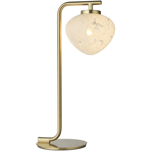 Satin Brass Plate Task Table Lamp - White Confetti Glass Shade - 3W LED G9