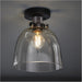 Semi Flush Low Ceiling Light - Smokey grey tinted glass & black chrome plate - 10W Max LED E27