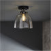 Semi Flush Low Ceiling Light - Smokey grey tinted glass & black chrome plate - 10W Max LED E27