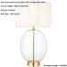 Satin Brass Plate Table Lamp - Rounded Clear Glass With Vintage White Fabric Shade - Touch Dimmable