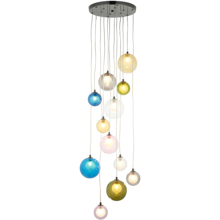 Hanging Ceiling Pendant Light - Dimmable Multi Colour Cluster Shades - 12 x 3W LED G9