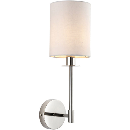 Polished Nickel Dimmable Wall Light - Modern Vintage White Cylinder Shade - 6W LED E14