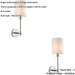 2 PACK Polished Nickel Dimmable Wall Light - Modern Vintage White Cylinder Shade - 6W LED E14