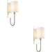 2 PACK Bright Nickel Dimmable Wall Light - Vintage White Shade - Bevelled Edge Mirrored Back Plate